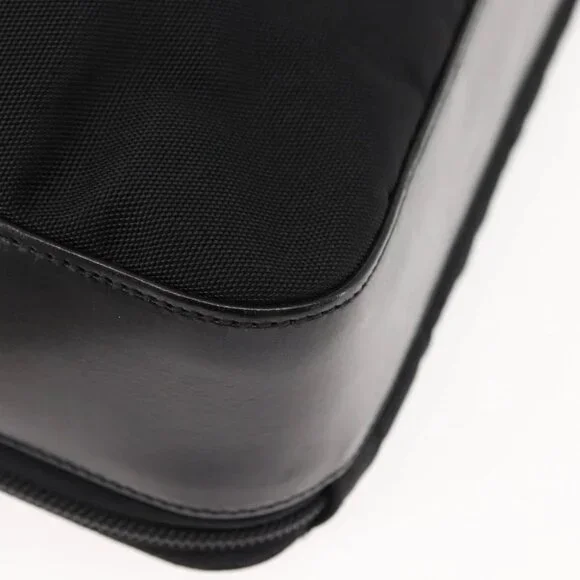 GUCCI Shoulder Bag Nylon Leather Black Auth